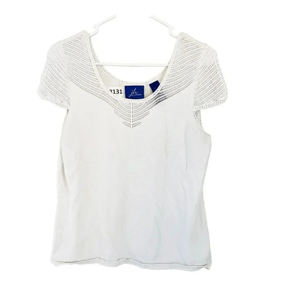 JH Collectibles Tops - JH Collectibles Women White Blouse Large Crochet Knit Minimalist Capsule Classic